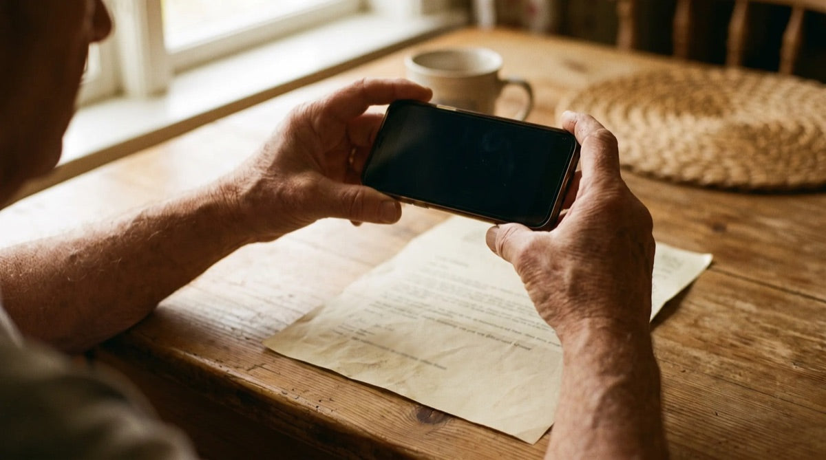 Taking a picture of the letter.